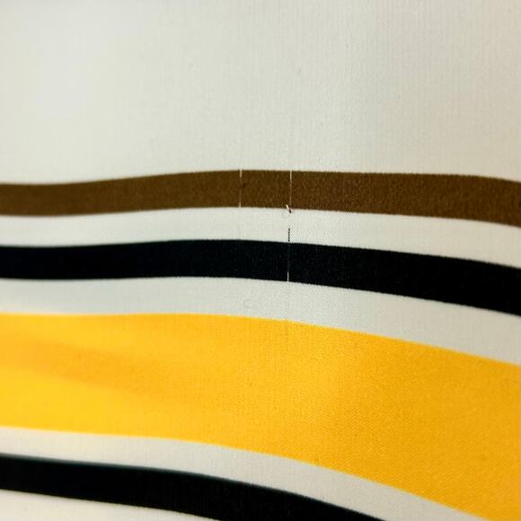 Express Women’s Striped Cap Sleeve Half-Zip Blouse Size XS Yellow White EUC - Picture 10 of 11